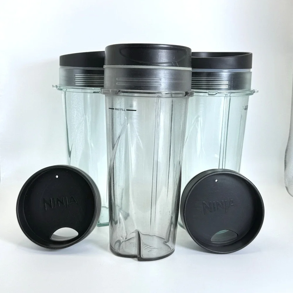 Set of 3 Ninja 24oz Cups Replacement Parts w/ Sip Lids Single‎ Serve BL480 BL770